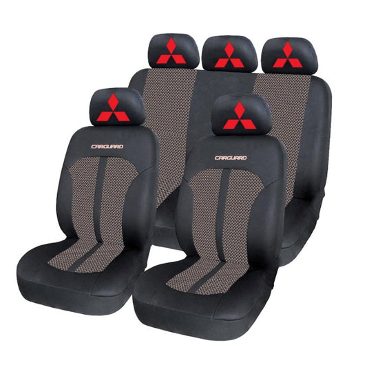 Set Huse Scaune Universale Premium Carguard Personalizate cu Mitsubishi – Negru/Bej
