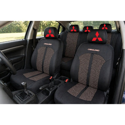 Set Huse Scaune Universale Premium Carguard Personalizate cu Mitsubishi – Negru/Bej