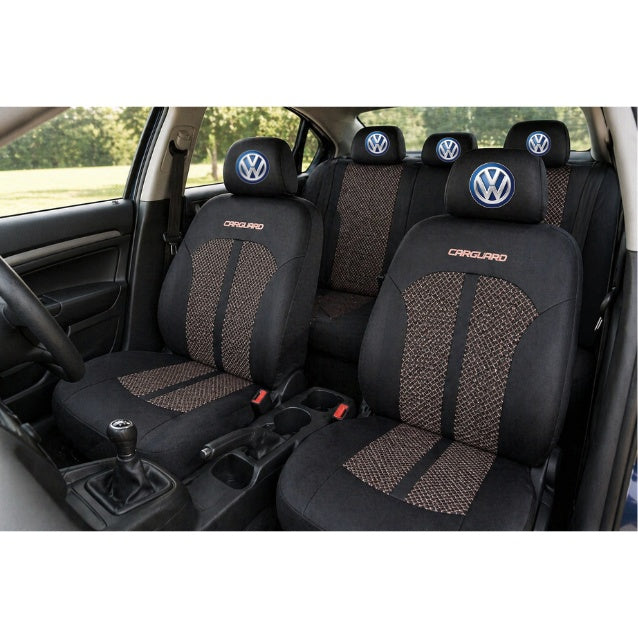 Set Huse Scaune Universale Premium Carguard Personalizate cu Volkswagen – Negru/Bej