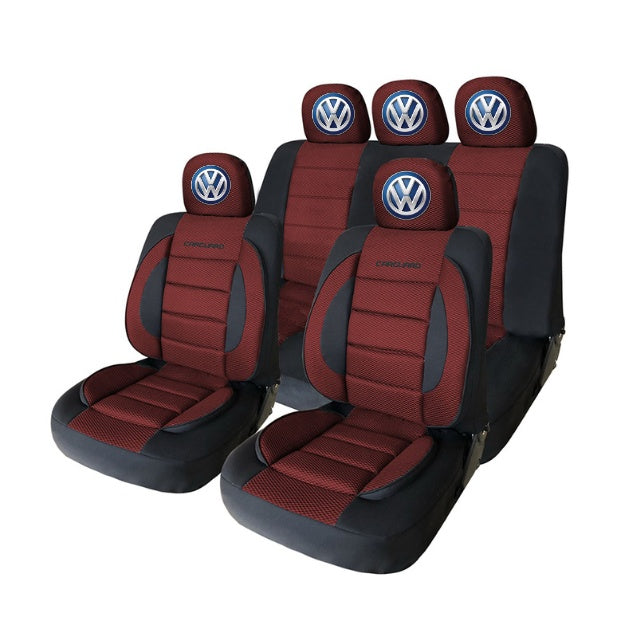 Set Huse Scaune Universale Premium Carguard Personalizate cu Volkswagen – Negru/Visiniu