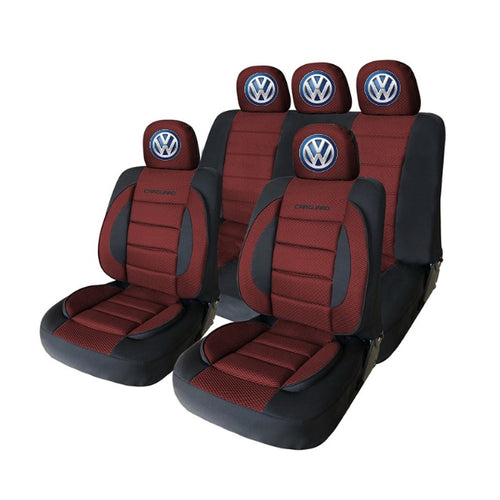 Set Huse Scaune Universale Premium Carguard Personalizate cu Volkswagen – Negru/Visiniu