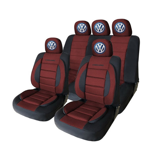 Set Huse Scaune Universale Premium Carguard Personalizate cu Volkswagen – Negru/Visiniu