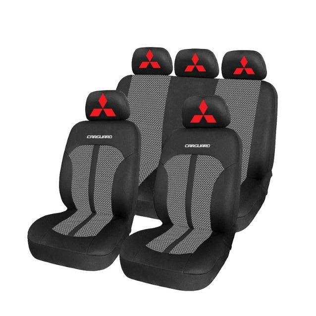 Set Huse Scaune Universale Premium Carguard Personalizate cu Mitsubishi – Negru/Gri