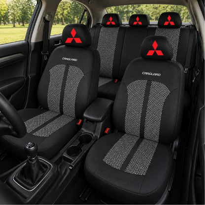 Set Huse Scaune Universale Premium Carguard Personalizate cu Mitsubishi – Negru/Gri