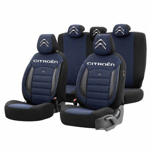 Set Huse Scaune Universale Premium OTOM Personalizate cu Citroen – Negru/Albastru