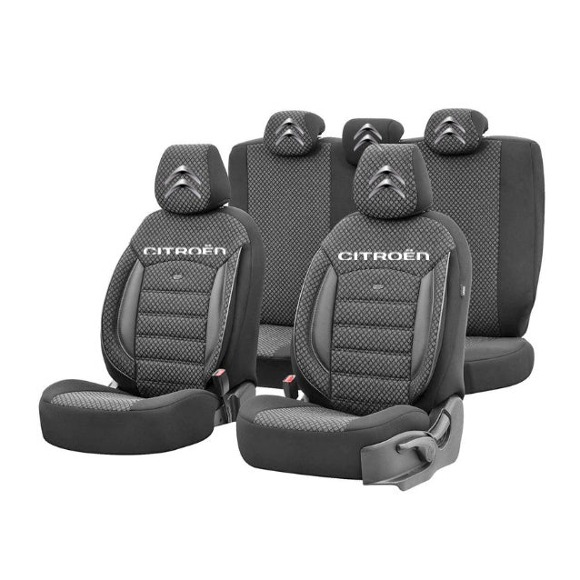 Set Huse Scaune Universale Premium OTOM Personalizate cu Citroen – Negru/Gri