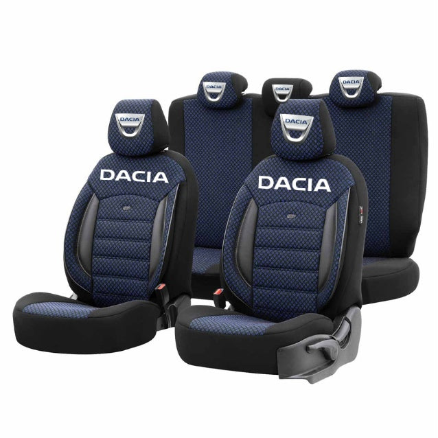 Set Huse Scaune Universale Premium OTOM Personalizate cu Dacia – Negru/Albastru