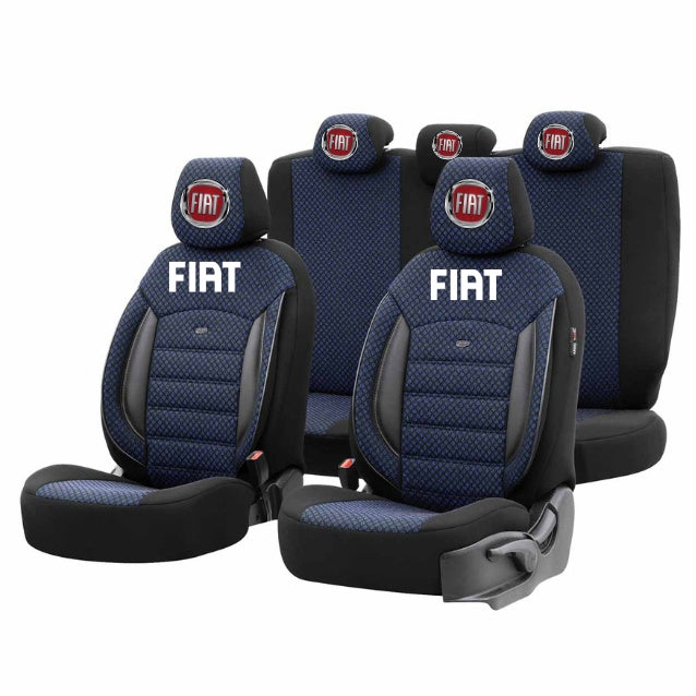 Set Huse Scaune Universale Premium OTOM Personalizate cu Fiat – Negru/Albastru