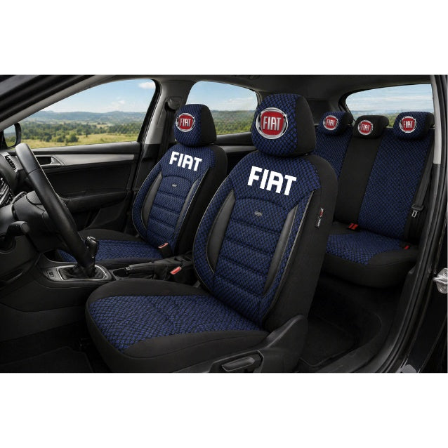 Set Huse Scaune Universale Premium OTOM Personalizate cu Fiat – Negru/Albastru