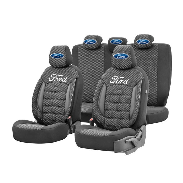 Set Huse Scaune Universale Premium OTOM Personalizate cu Ford – Negru/Gri