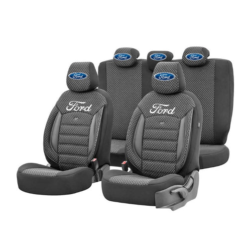 Set Huse Scaune Universale Premium OTOM Personalizate cu Ford – Negru/Gri