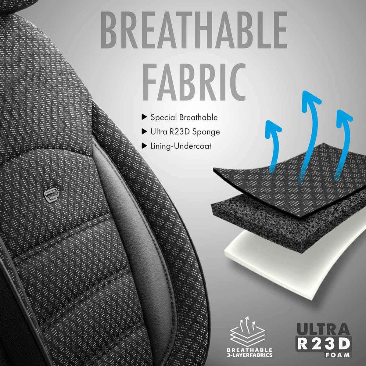 Set Huse Scaune Universale Premium OTOM Personalizate cu Ford – Negru/Gri