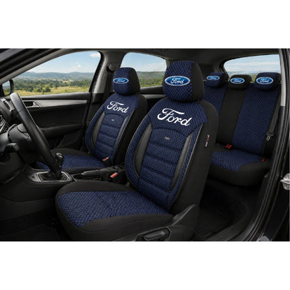Set Huse Scaune Universale Premium OTOM Personalizate cu Ford– Negru/Albastru