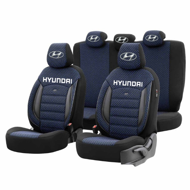 Set Huse Scaune Universale Premium OTOM Personalizate cu Hyundai – Negru/Albastru
