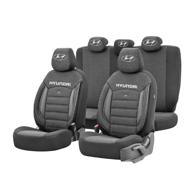 Set Huse Scaune Universale Premium OTOM Personalizate cu Hyundai– Negru/Gri