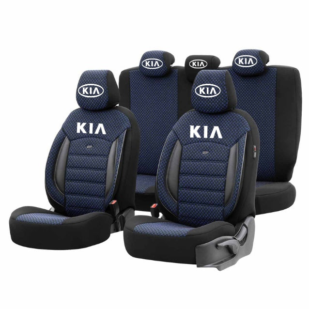 Set Huse Scaune Universale Premium OTOM Personalizate cu Kia – Negru/Albastru