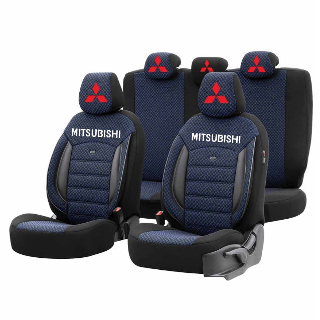 Set Huse Scaune Universale Premium OTOM Personalizate cu Mitsubishi – Negru/Albastru