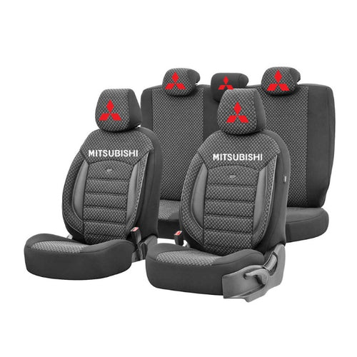 Set Huse Scaune Universale Premium OTOM Personalizate cu Mitsubishi – Negru/Gri