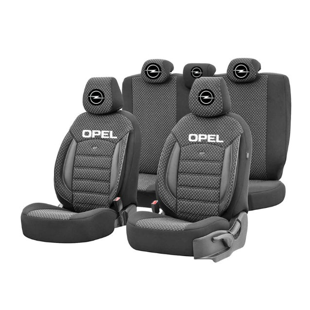 Set Huse Scaune Universale Premium OTOM Personalizate cu Opel – Negru/Gri