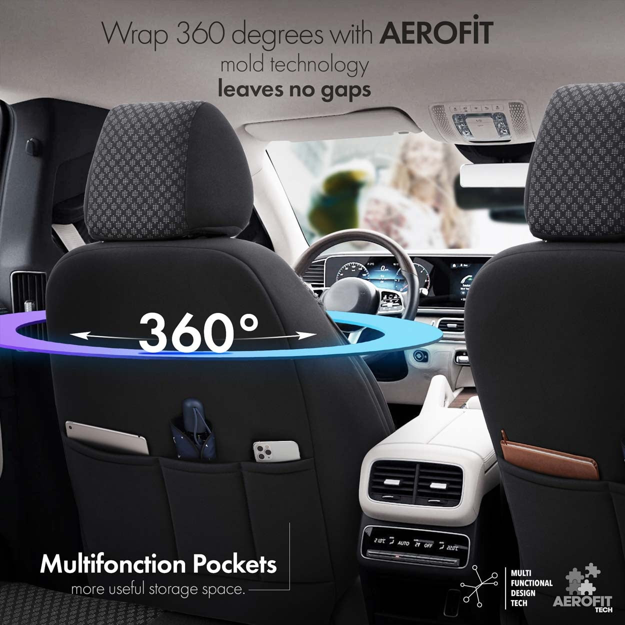 Set Huse Scaune Universale Premium OTOM Personalizate cu Opel – Negru/Gri