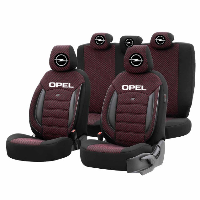 Set Huse Scaune Universale Premium OTOM Personalizate cu Opel – Negru/Visiniu (Copy 1)