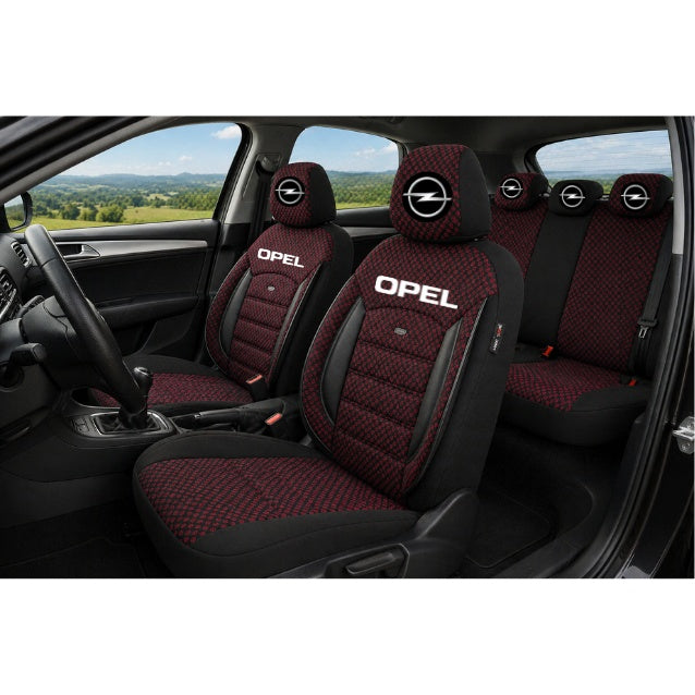Set Huse Scaune Universale Premium OTOM Personalizate cu Opel – Negru/Visiniu (Copy 1)