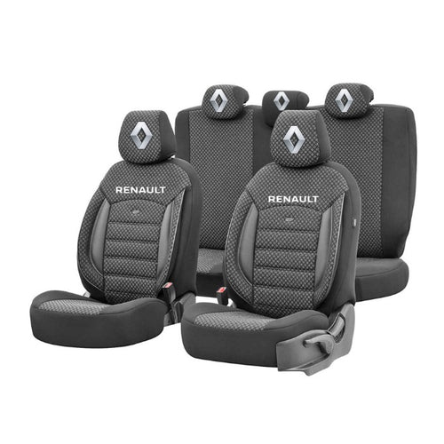Set Huse Scaune Universale Premium OTOM Personalizate cu Renault – Negru/Gri