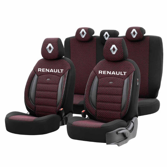 Set Huse Scaune Universale Premium OTOM Personalizate cu Renault – Negru/Visiniu