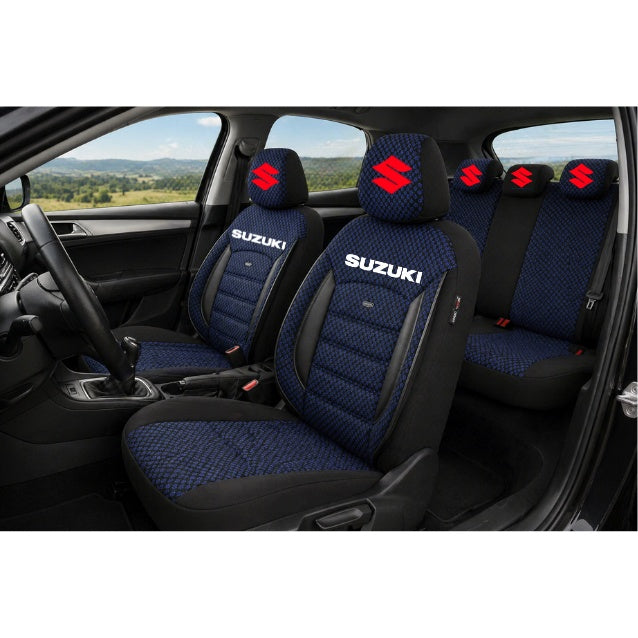 Set Huse Scaune Universale Premium OTOM Personalizate cu Suzuki– Negru/Albastru