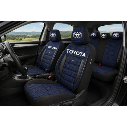 Set Huse Scaune Universale Premium OTOM Personalizate cu Toyota – Negru/Albastru