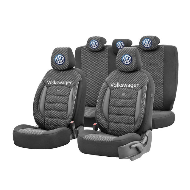 Set Huse Scaune Universale Premium OTOM Personalizate cu Volkseagen – Negru/Gri