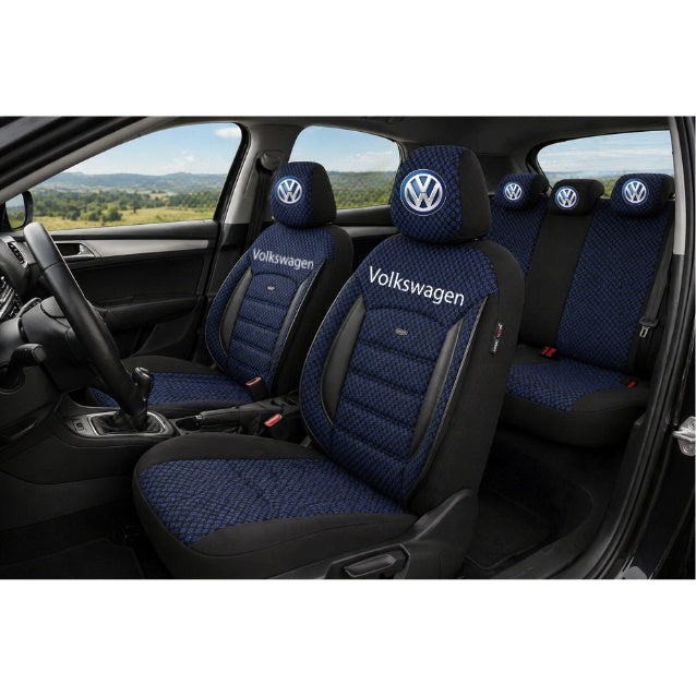 Set Huse Scaune Universale Premium OTOM Personalizate cu Volkswagen – Negru/Albastru