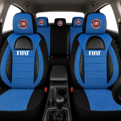 Set Huse Scaune Universale Racing, Albastru cu Negru Personalizate cu Fiat