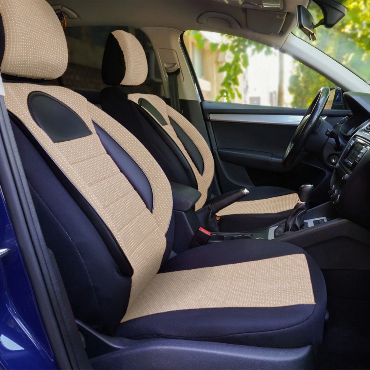 Set Huse Scaune Universale Racing, Bej cu Negru Personalizate cu Dacia
