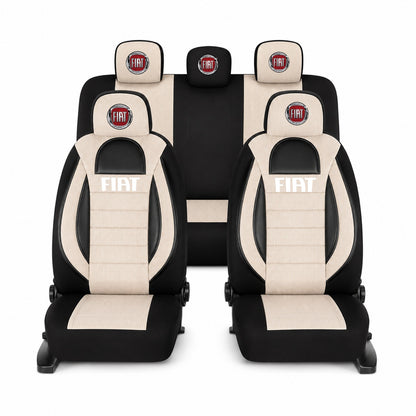 Set Huse Scaune Universale Racing, Bej cu Negru Personalizate cu Fiat