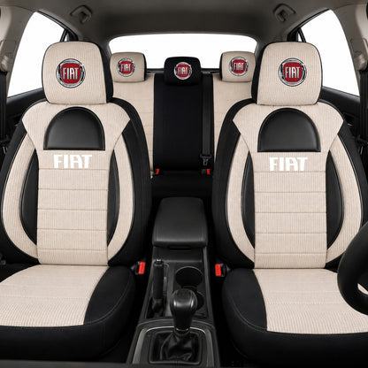 Set Huse Scaune Universale Racing, Bej cu Negru Personalizate cu Fiat