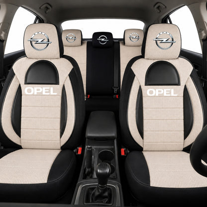Set Huse Scaune Universale Racing, Bej cu Negru Personalizate cu Opel