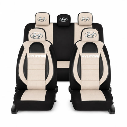 Set Huse Scaune Universale Racing, Bej cu Negru Personalizate cu Hyundai