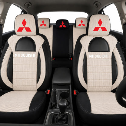 Set Huse Scaune Universale Racing, Bej cu Negru Personalizate cu Mitsubishi