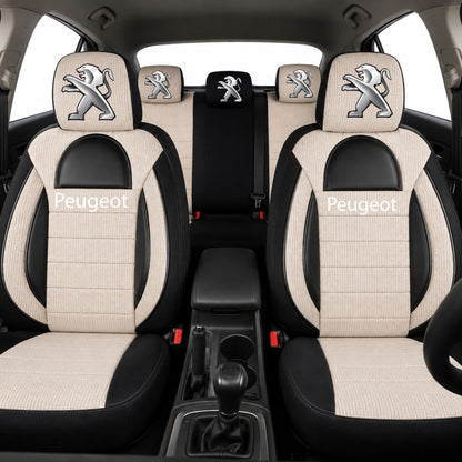 Set Huse Scaune Universale Racing, Bej cu Negru Personalizate cu Peugeot