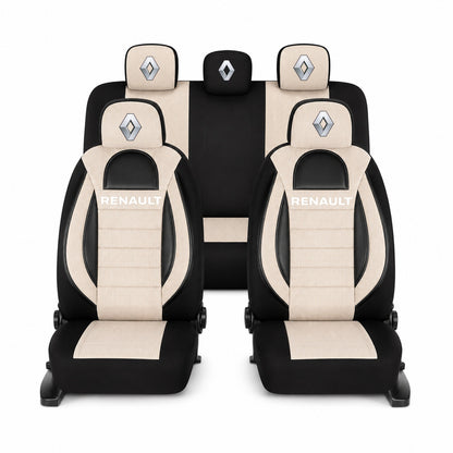 Set Huse Scaune Universale Racing, Bej cu Negru Personalizate cu Renault