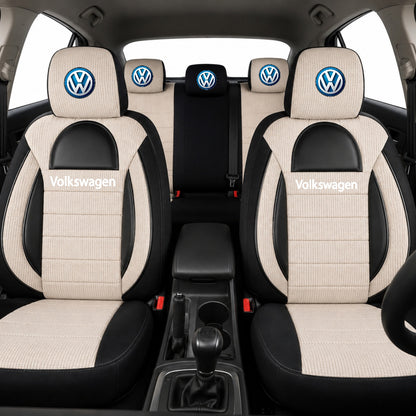 Set Huse Scaune Universale Racing, Bej cu Negru Personalizate cu Volkswagen