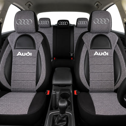 Set Huse Scaune Universale Racing, Gri cu Negru Personalizate cu Audi