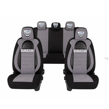 Set Huse Scaune Universale Racing, Gri cu Negru Personalizate cu Dacia