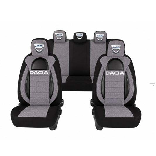 Set Huse Scaune Universale Racing, Gri cu Negru Personalizate cu Dacia