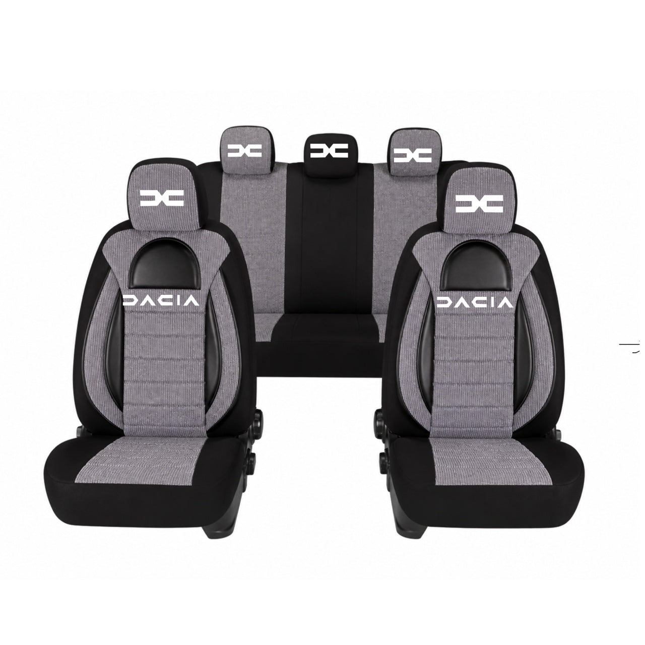 Set Huse Scaune Universale Racing, Gri cu Negru Personalizate cu Dacia Nou