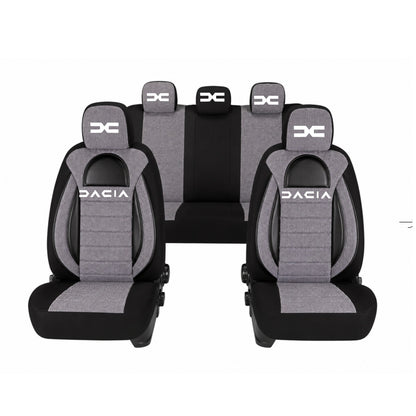 Set Huse Scaune Universale Racing, Gri cu Negru Personalizate cu Dacia Nou