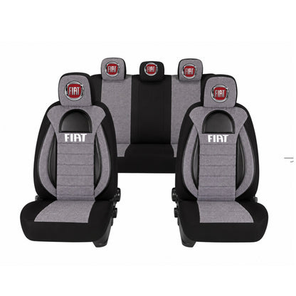 Set Huse Scaune Universale Racing, Gri cu Negru Personalizate cu Fiat