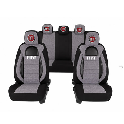Set Huse Scaune Universale Racing, Gri cu Negru Personalizate cu Fiat