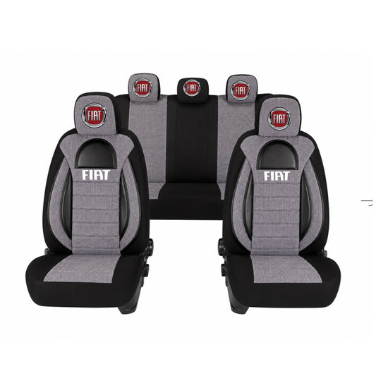 Set Huse Scaune Universale Racing, Gri cu Negru Personalizate cu Fiat